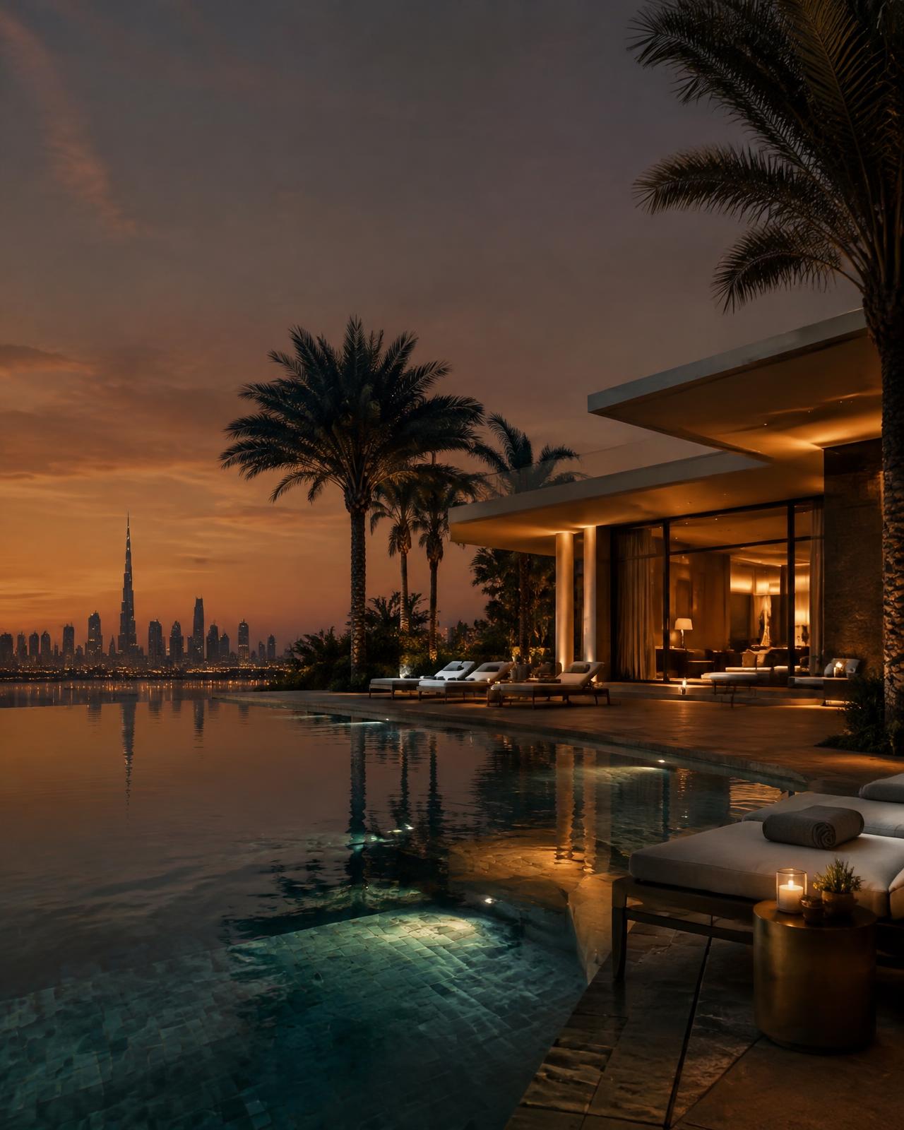 Private villa with pool overlooking the Dubai skyline